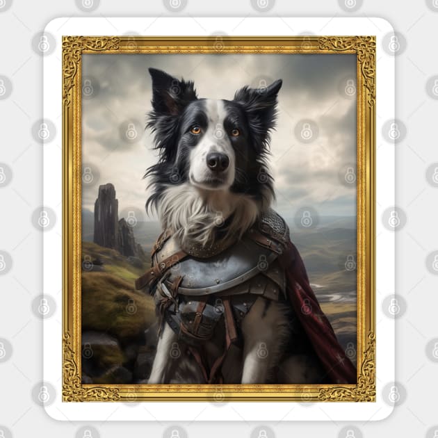 Gallant Border Collie - Medieval Knight  (Framed) Sticker by HUH? Designs